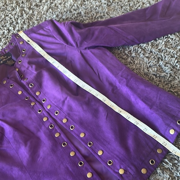 Trenz Purple Faux Suede Studded Open Front Jacket Size Medium - Picture 10 of 10